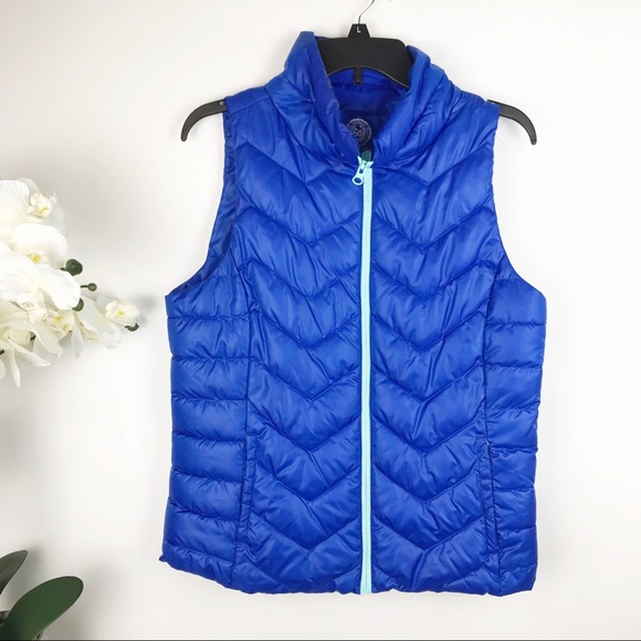SO Jackets & Coats Puffer Vest Royal Blue With Aqua Zipper Size